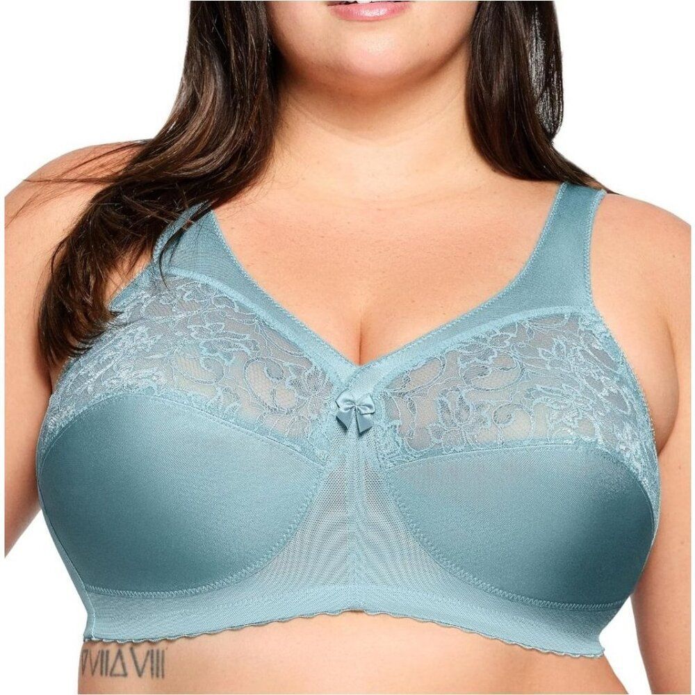 Glamorise Women's Bra 40F Blue MagicLift Original Wirefree Support Full Figure
